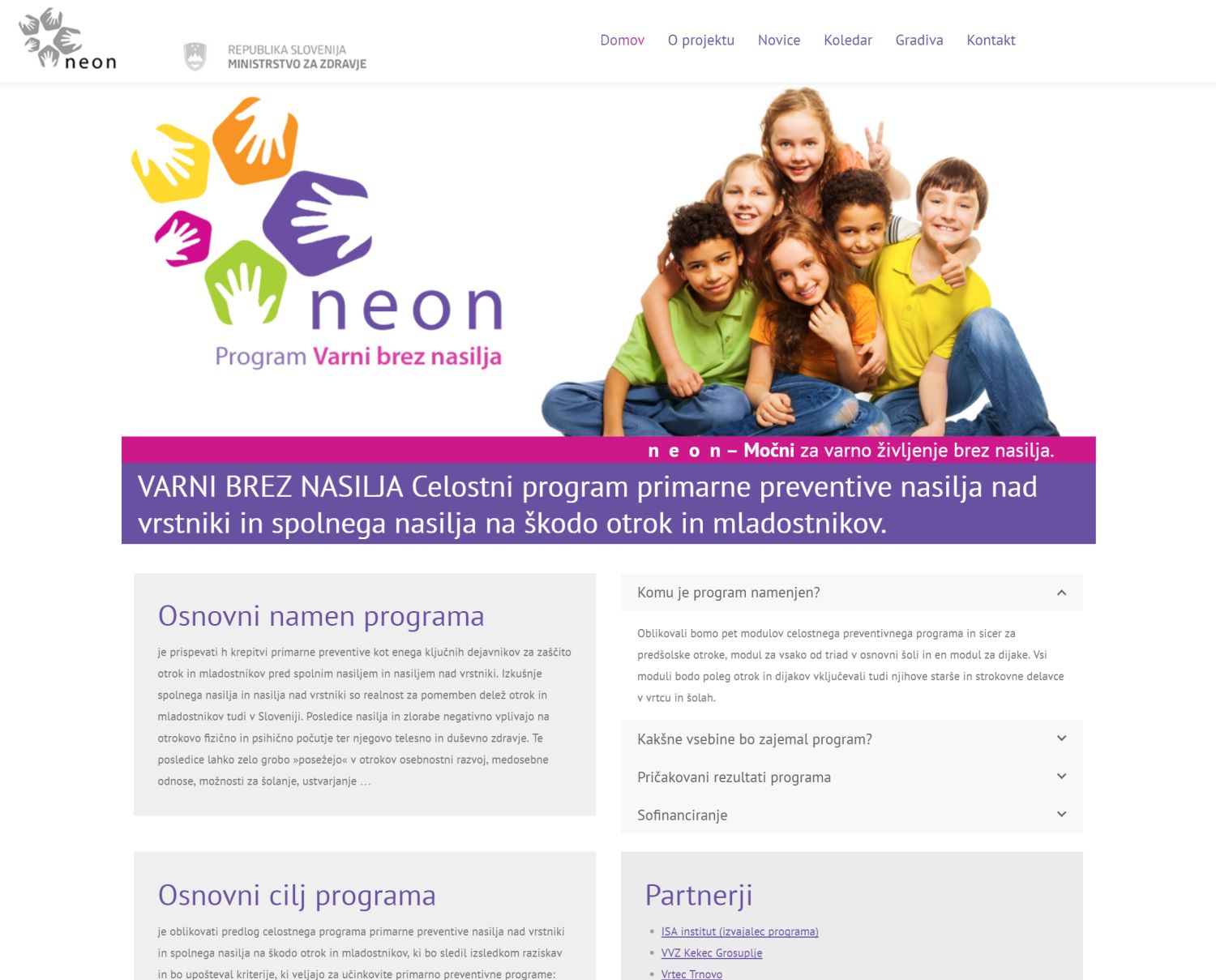 Program Neon na spletu – Program NEON